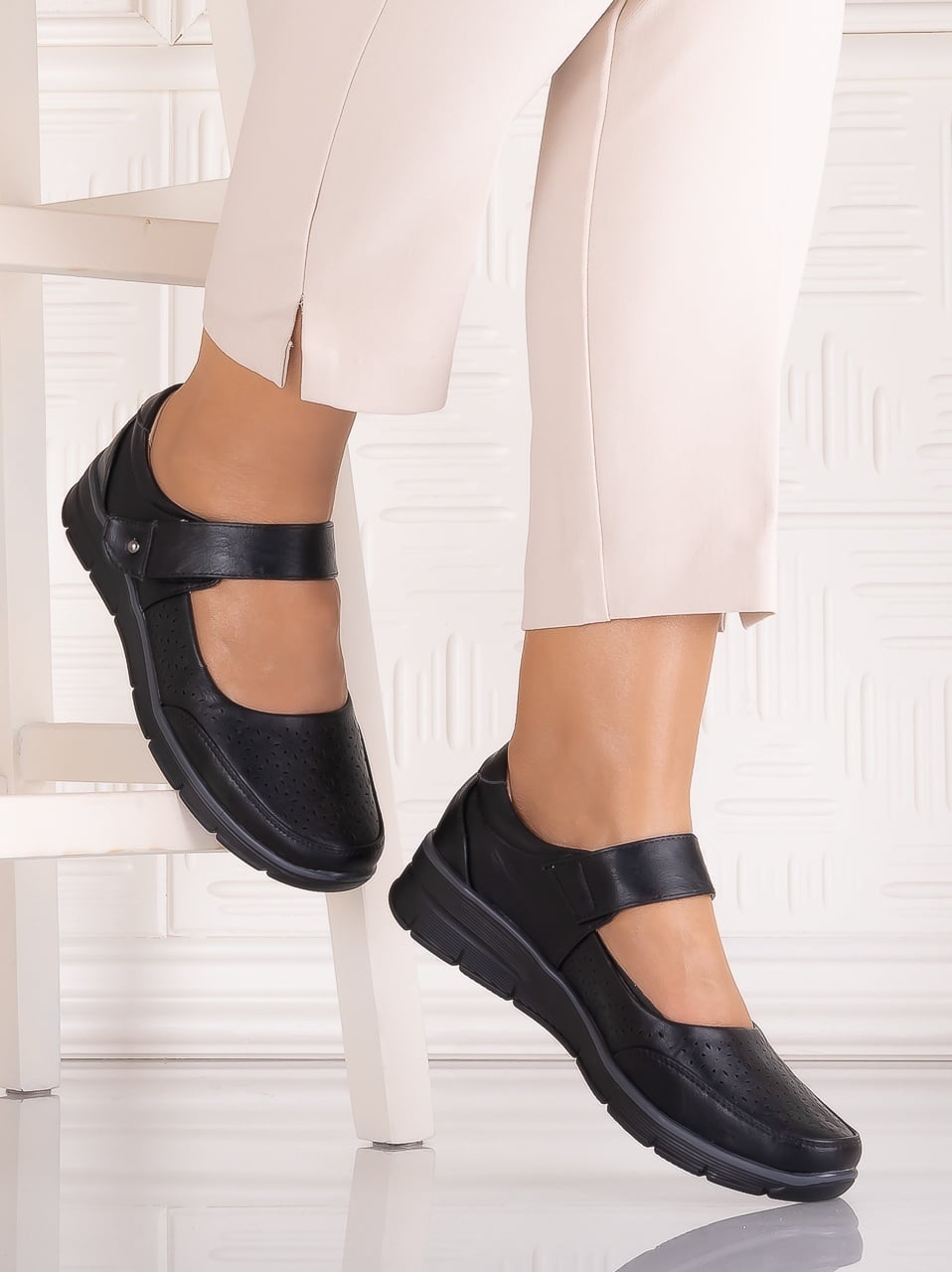 Pantofi dama casual Negrii din Piele Ecologică Anabelle - poza 3
