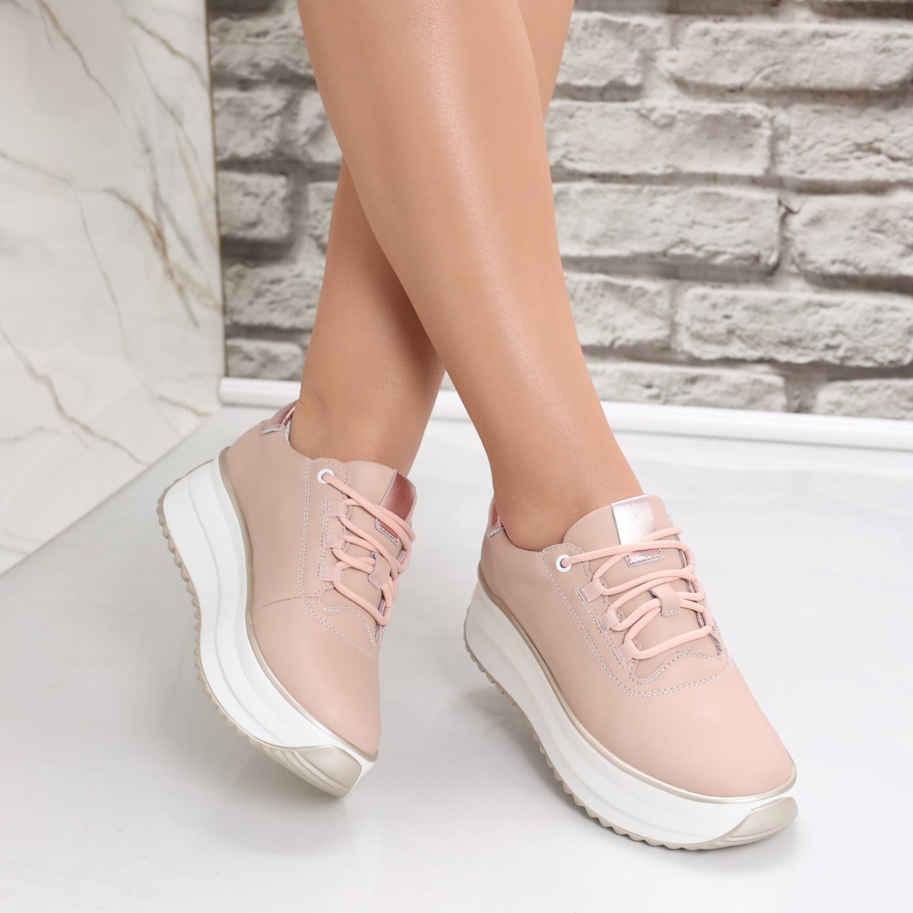 Pantofi dama casual Roz din Piele Naturala Namia - poza 3