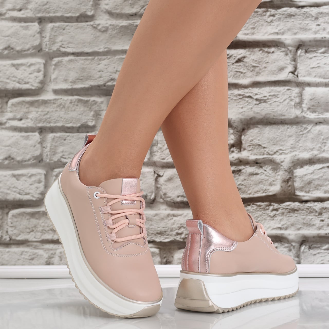 Pantofi dama casual Roz din Piele Naturala Namia - poza 4