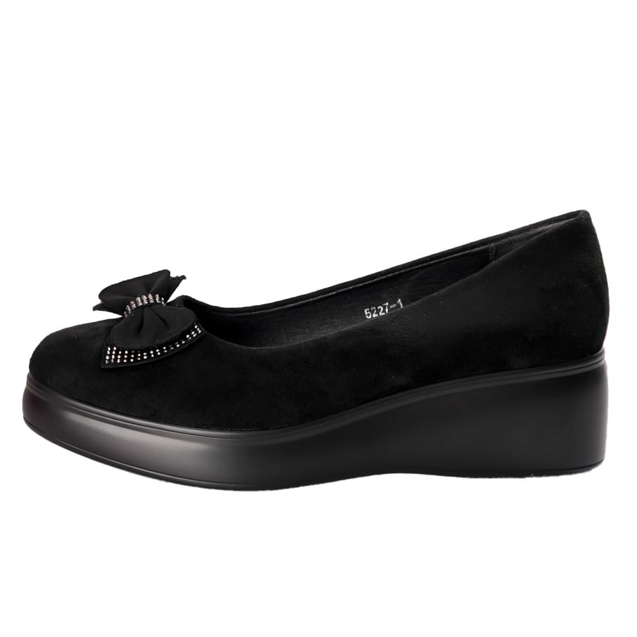 Pantofi Dama cu Platforma Negri din Piele Ecologica Intoarsa Aresa - poza 5