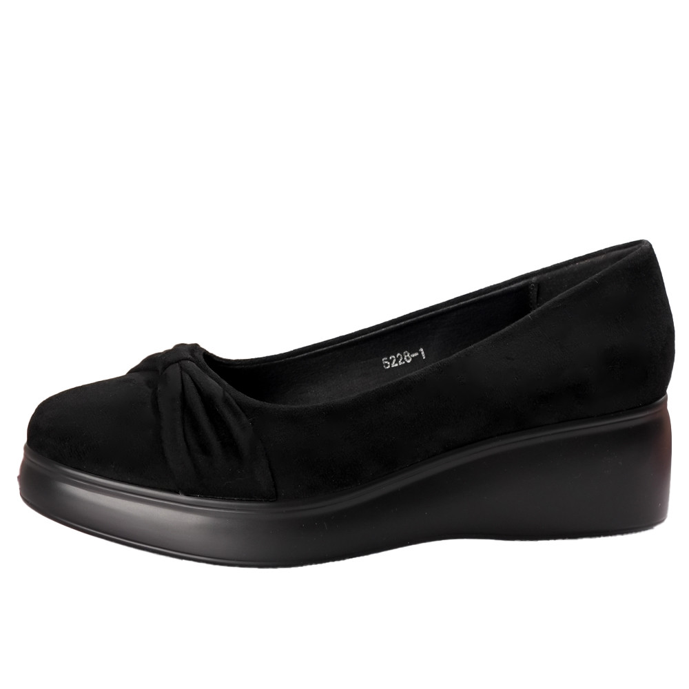 Pantofi Dama cu Platforma Negri din Piele Ecologica Intoarsa Jela - poza 5