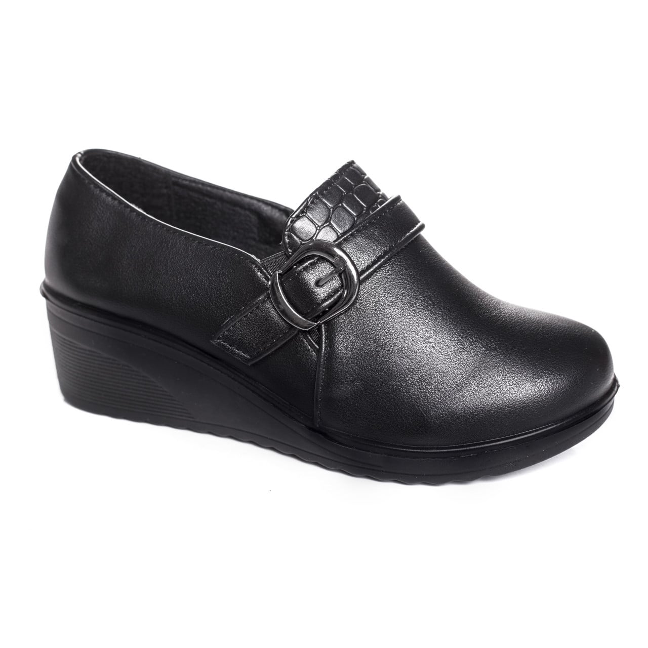 Pantofi dama cu platforma negri din piele ecologica pela - poza 5