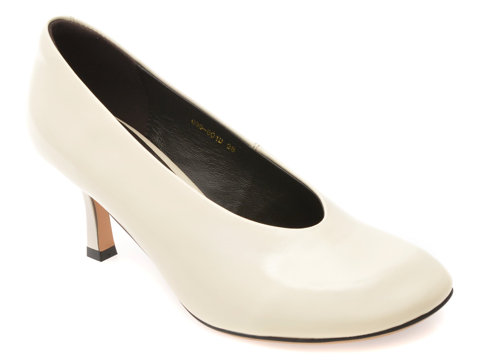 Pantofi eleganti EPICA albi, 639801, din piele naturala lacuita