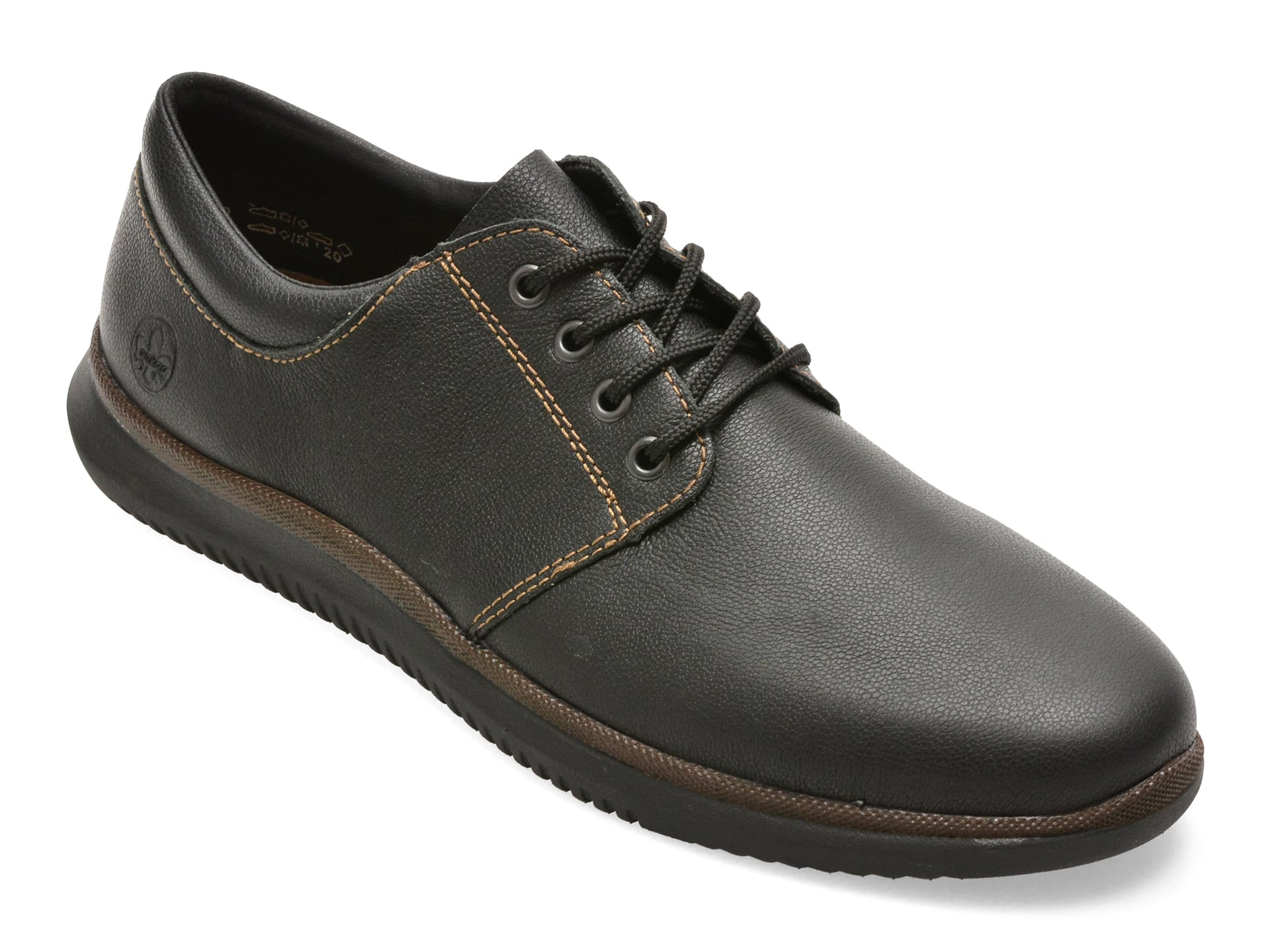 Pantofi RIEKER negri, 10424, din piele naturala