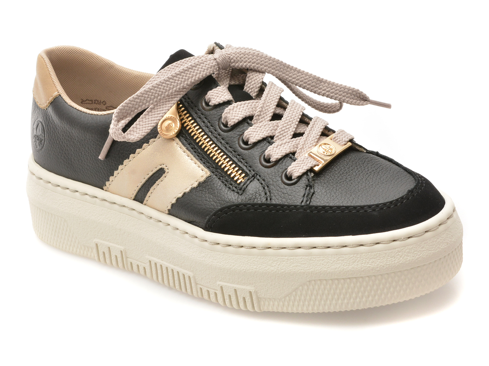 Pantofi sport RIEKER negri, M1912, din piele naturala