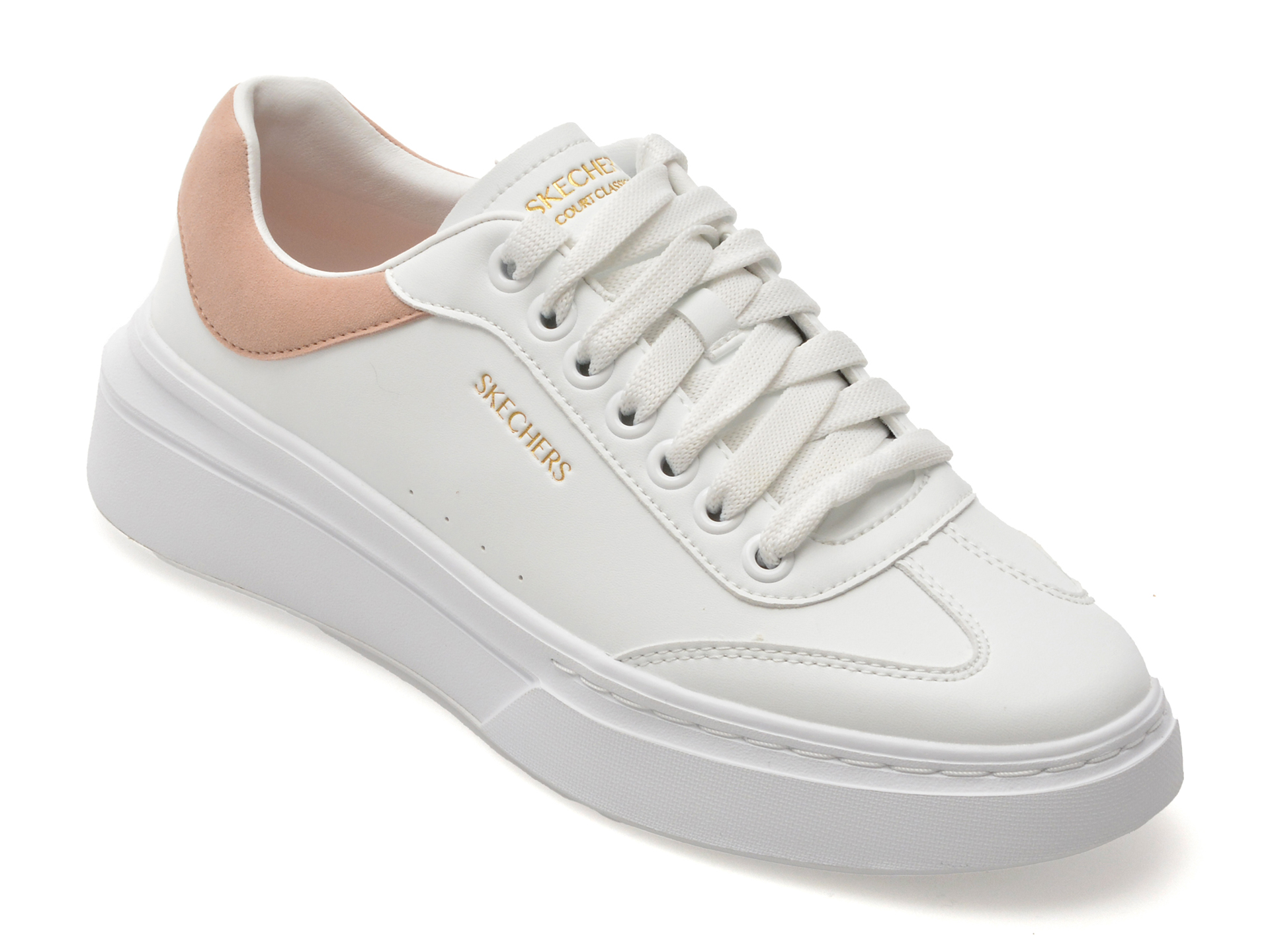 Pantofi sport SKECHERS albi, CORDOVA CLASSIC, din piele ecologica