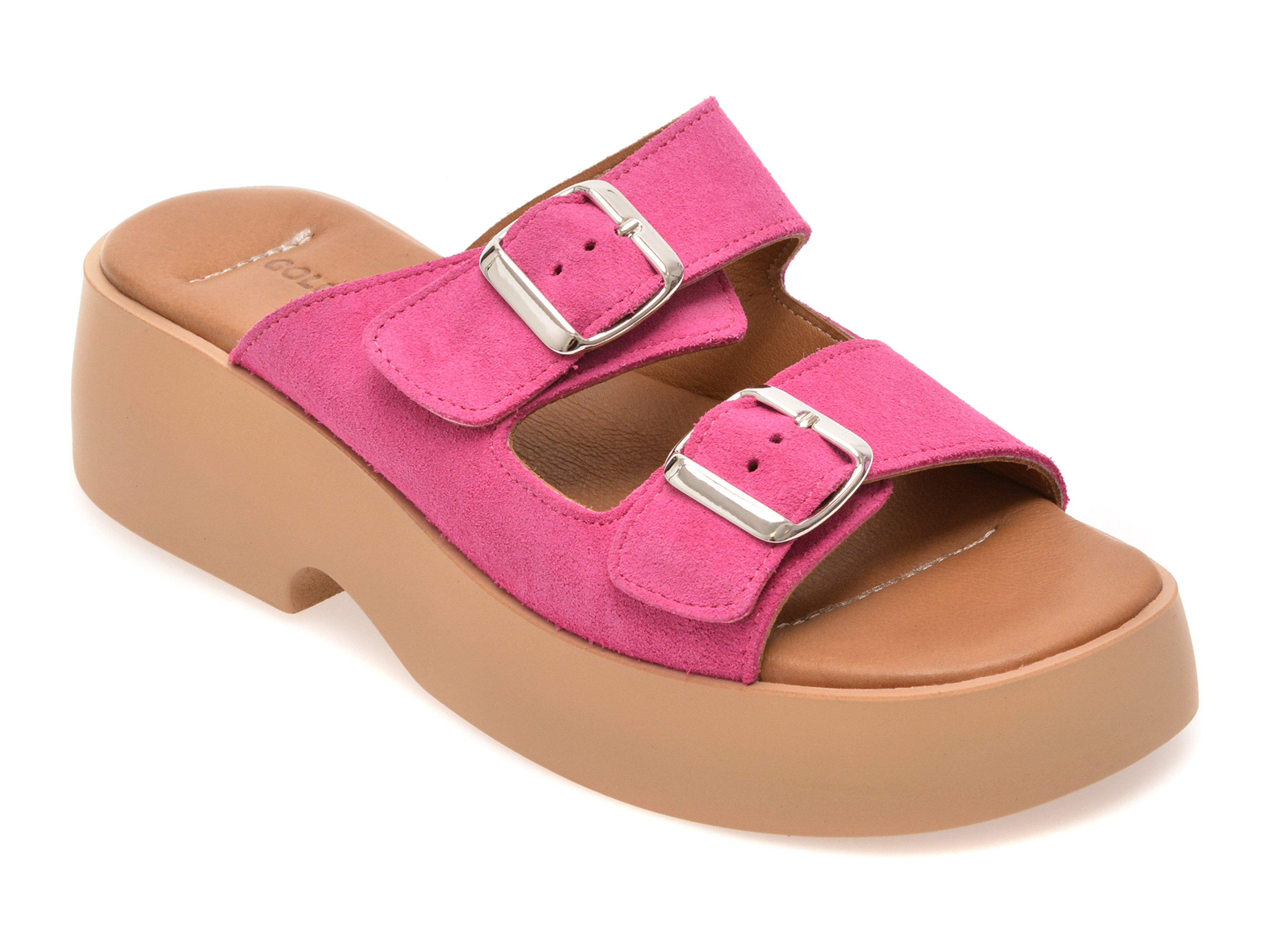 Papuci GOLD DEER fucsia, 13228, din piele intoarsa