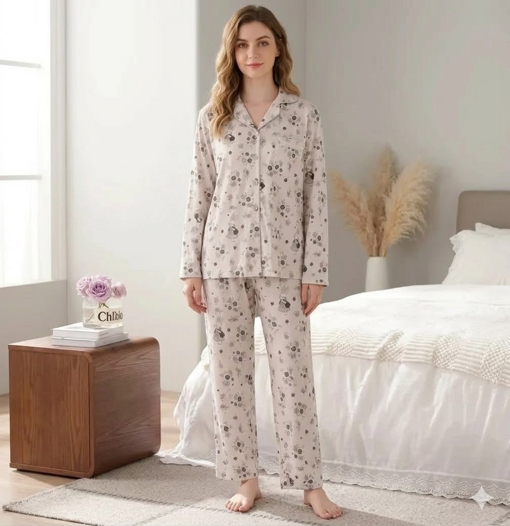 Pijama dama "Warm Love" din doua piese, PJ038, Gri deschis - poza 2