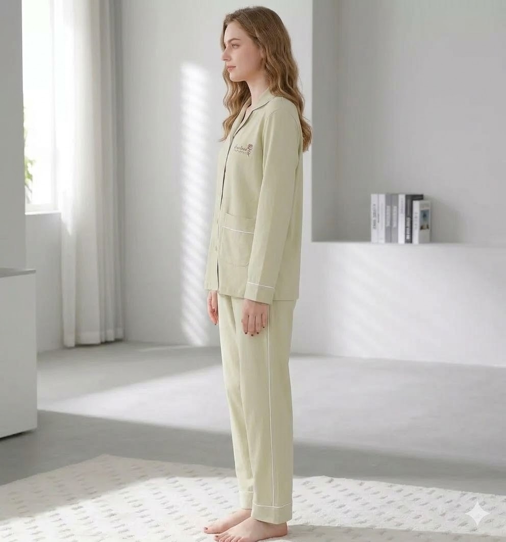 Pijama dama "Warm Love" din doua piese, PJ044, Verde - poza 3