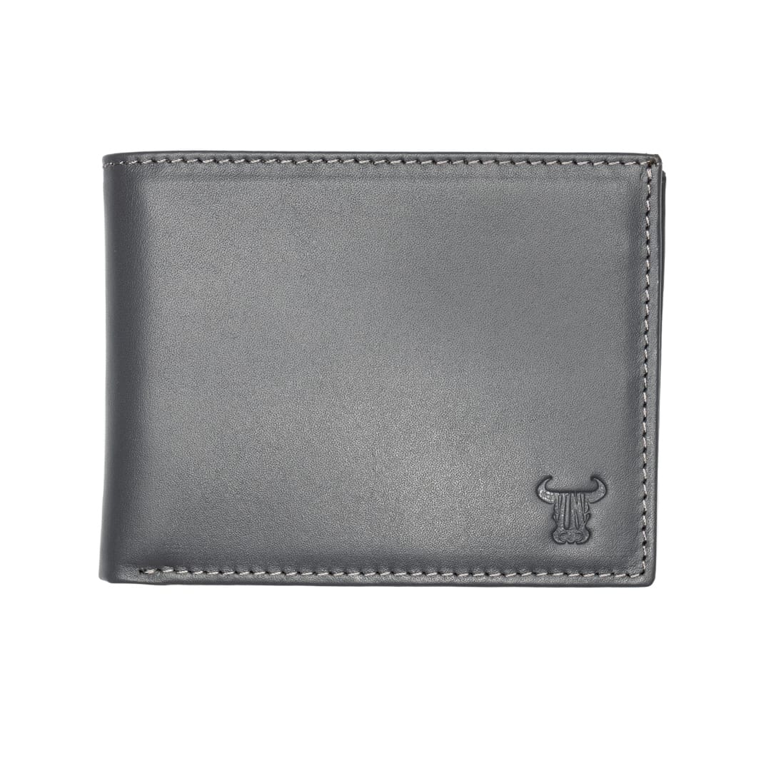 Portofel barbati din piele naturala gri Muselles Eyelet