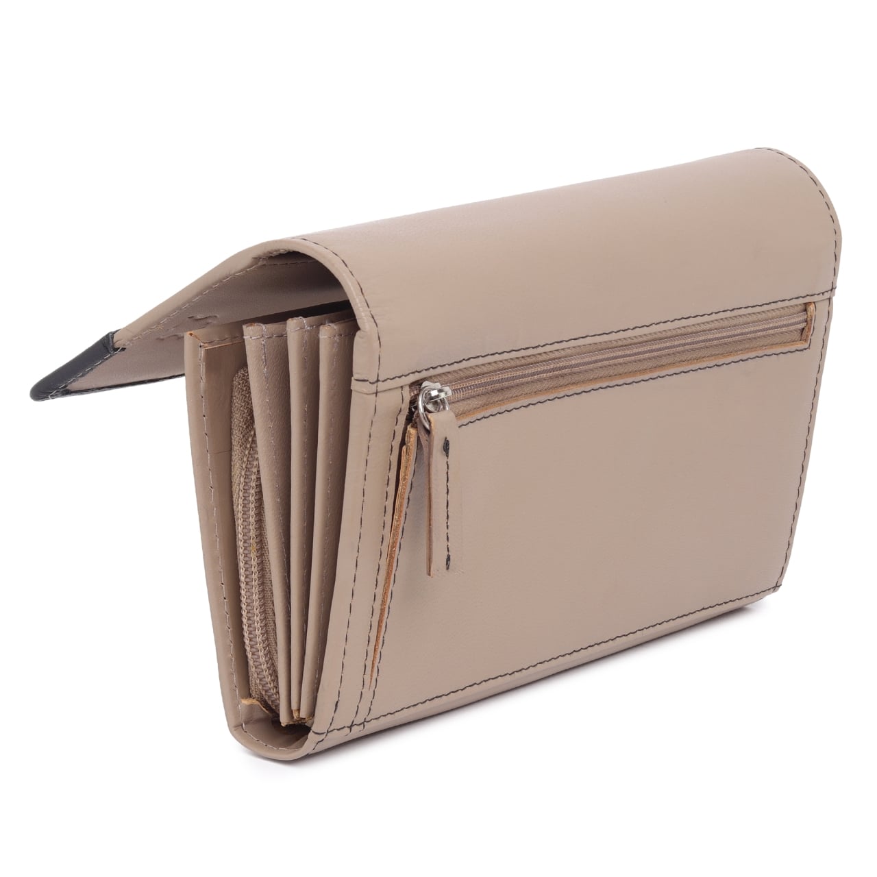 Portofel dama Marquise, Bluma PT1502, piele naturala, Crem/Negru - poza 4