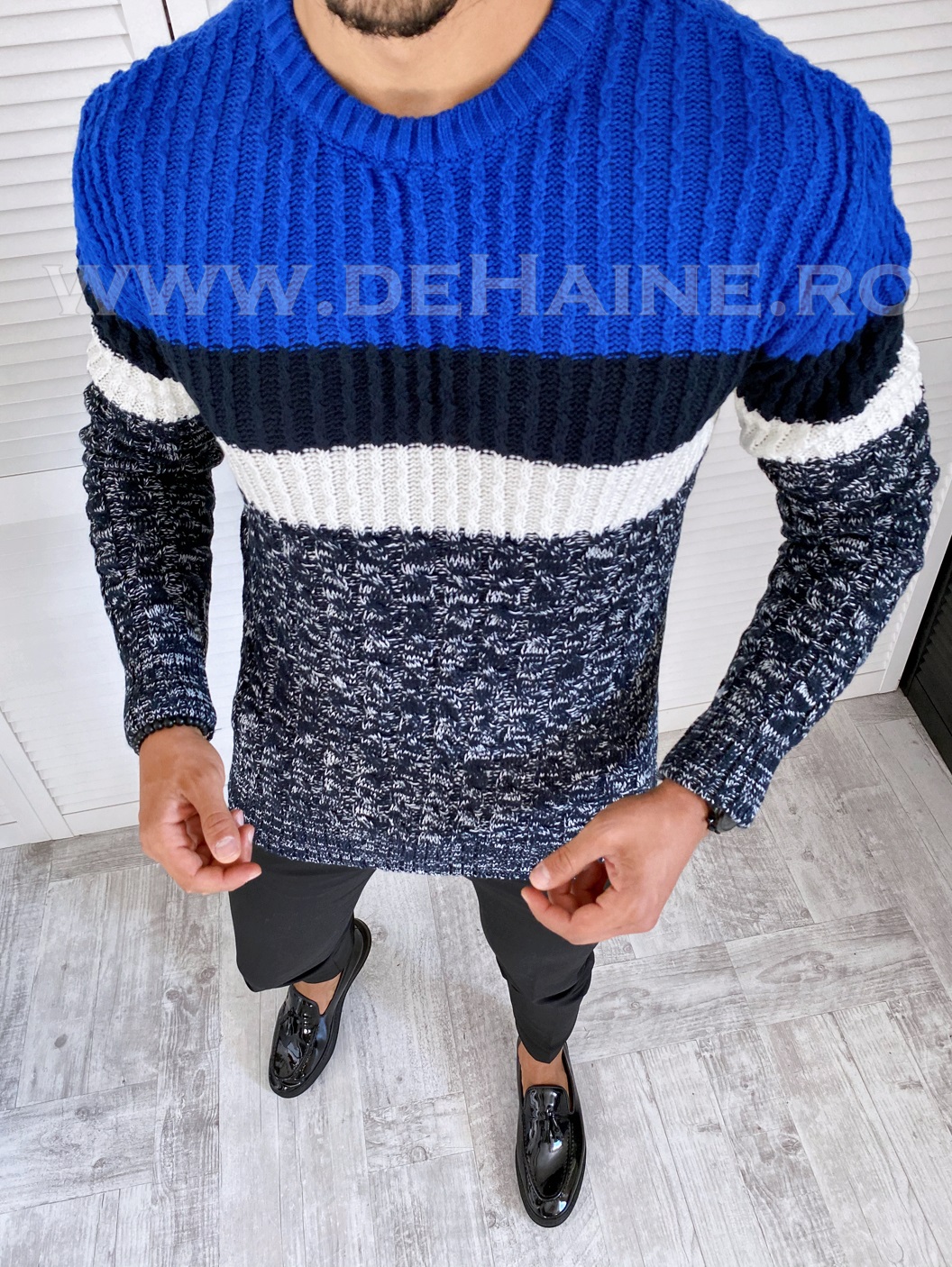 Pulover barbati gros slim fit bleumarin T3572 87-2