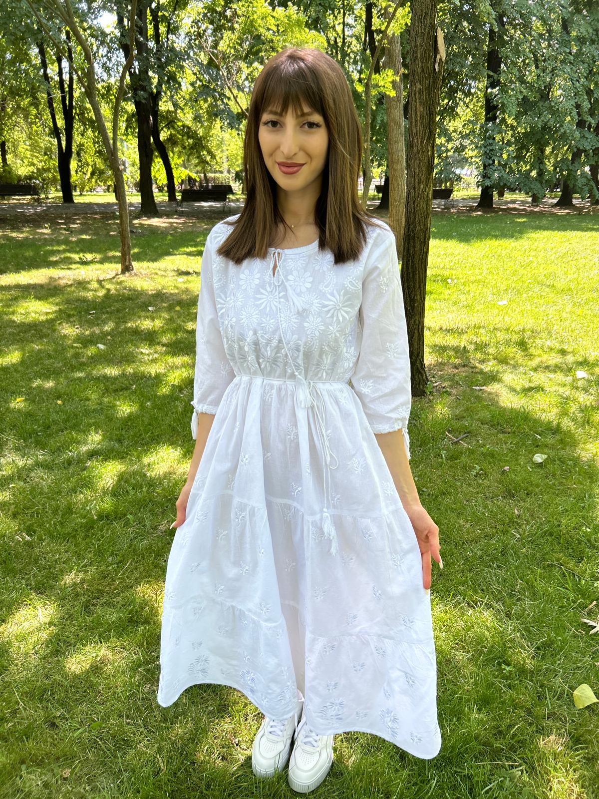 Rochie tradițională femei TM1121 magie albă - 3XL