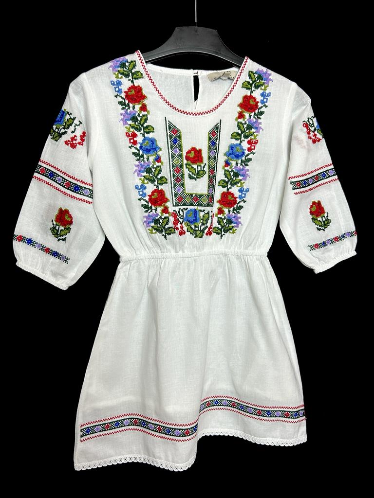 Rochie tradițională fete TM635 - motive florale - 12