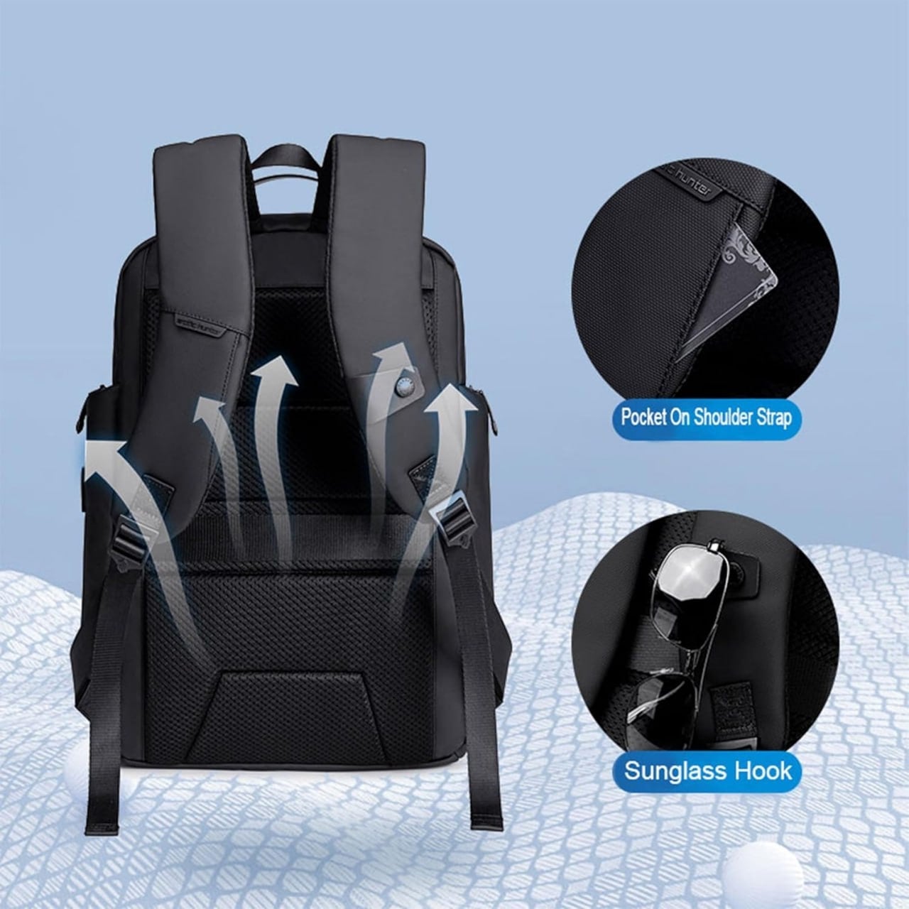 Rucsac pentru barbati, B00554, model urban, Negru - poza 5