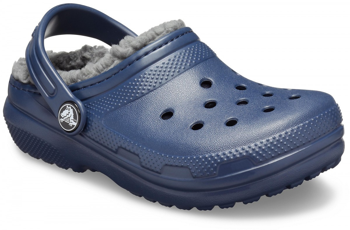 Saboti Crocs Classic Lined Kids Albastru - Navy/Charcoal - poza 2