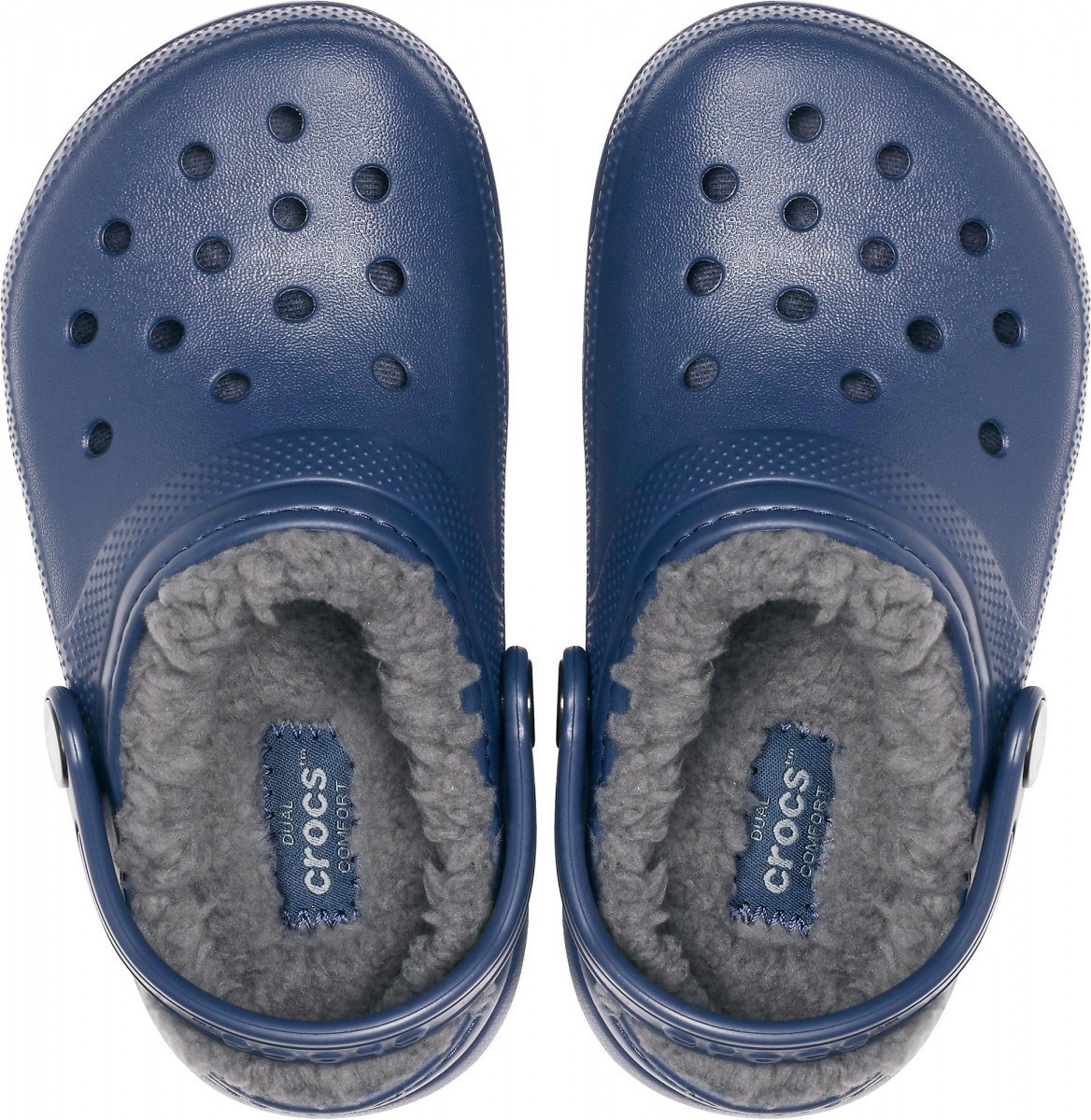 Saboti Crocs Classic Lined Kids Albastru - Navy/Charcoal - poza 3