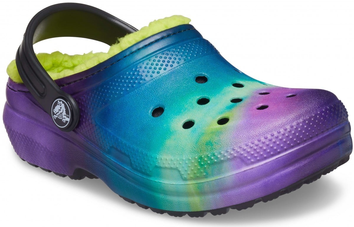 Saboți Crocs Kids' Classic Lined Out of this World Clog Negru - Black/Lime Punch - poza 2