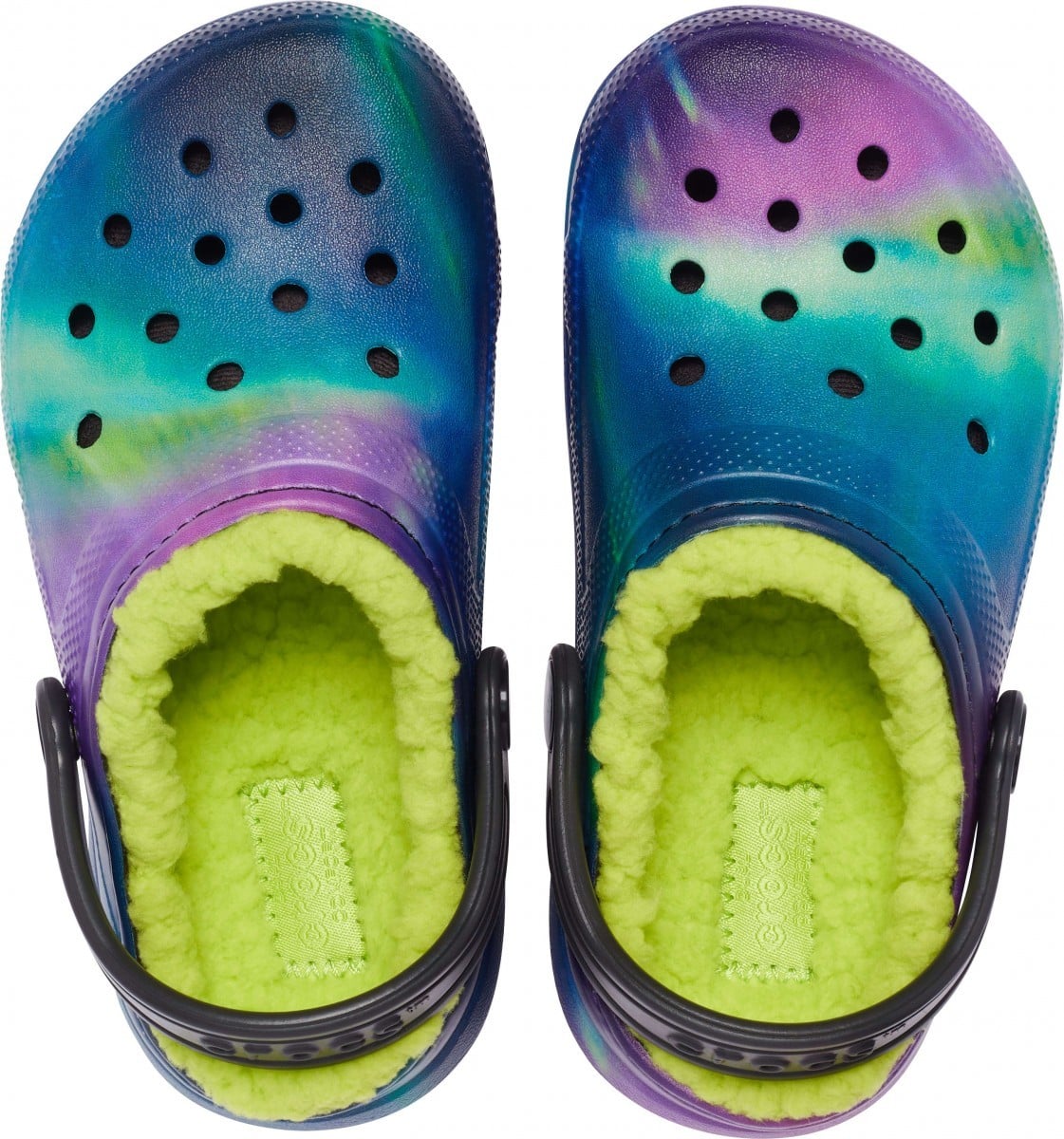 Saboți Crocs Kids' Classic Lined Out of this World Clog Negru - Black/Lime Punch - poza 3