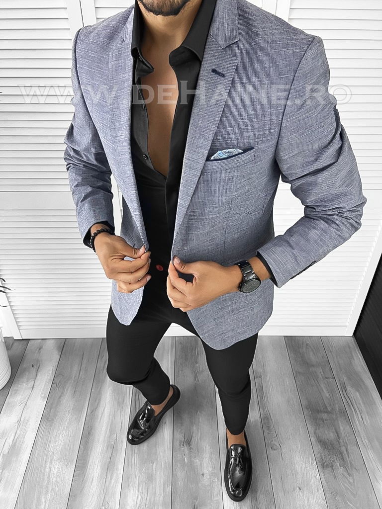 Sacou barbati batal slim fit albastru B8281 P18-2.2