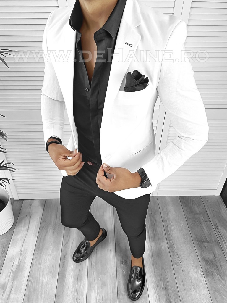 Sacou barbati slim fit alb B8334 P20-2.1
