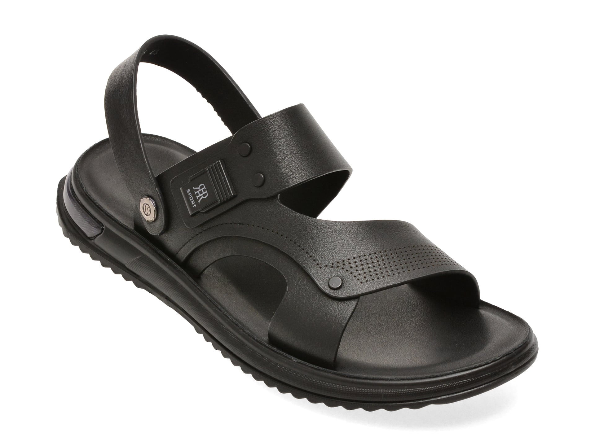 Sandale BITE THE BULLET negre, D2366, din piele naturala