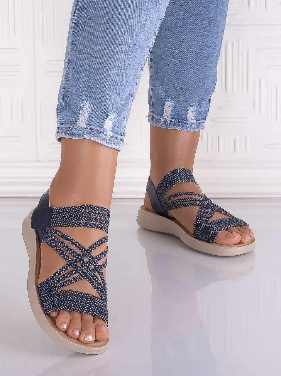 Sandale dama Albastrii din Material Textil Waldan - poza 1