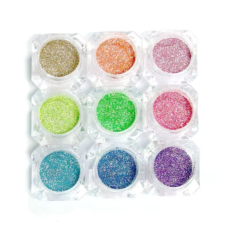 Set 9 sclipici unghii reflective Marquise, GLITTER16, Multicolor - poza 1