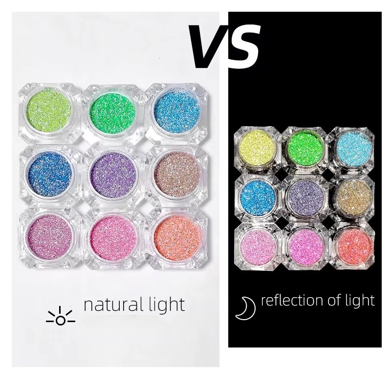 Set 9 sclipici unghii reflective Marquise, GLITTER16, Multicolor - poza 2