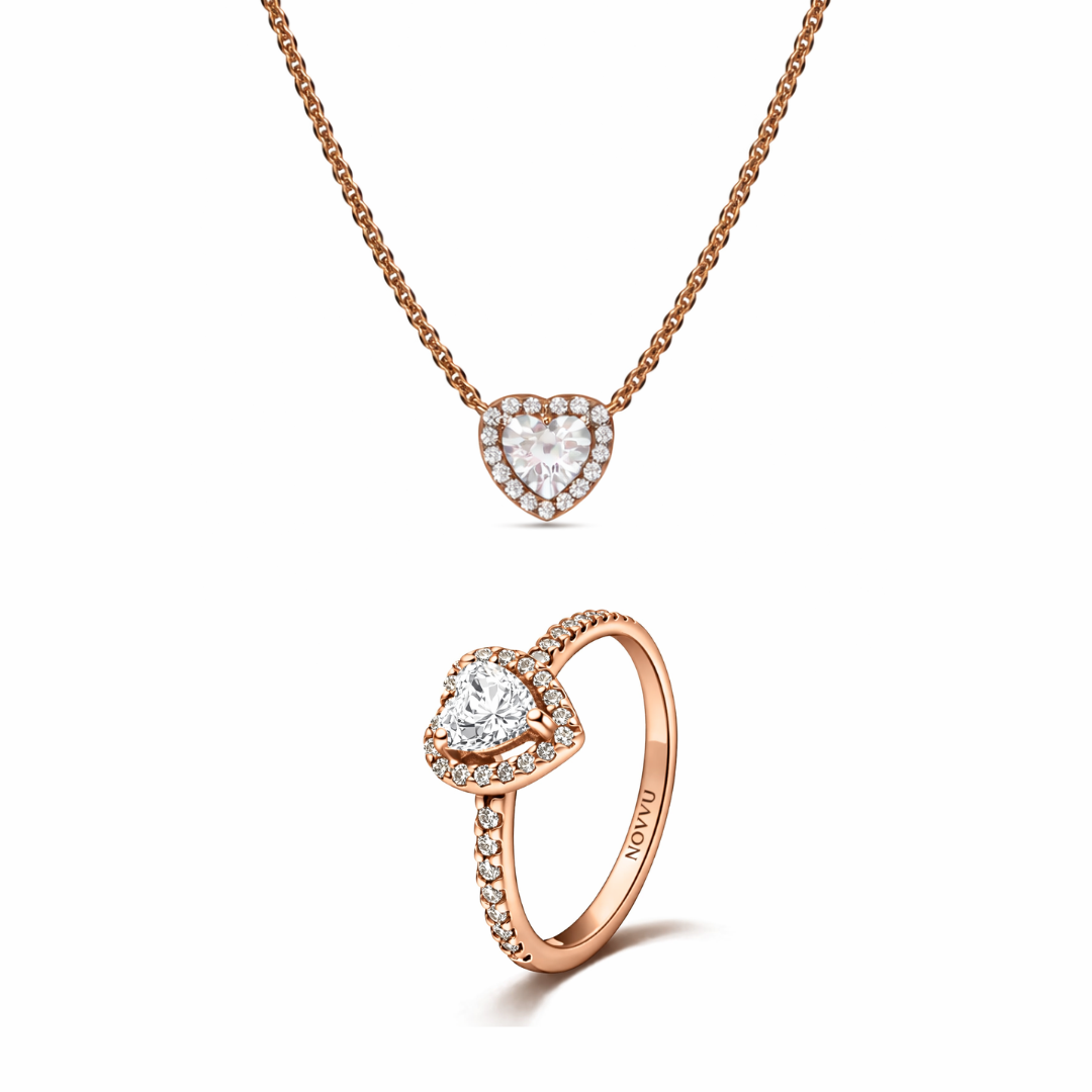 Set bijuterii Inel si Colier White Heart Cu Argint - 48