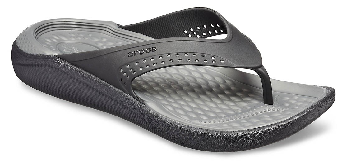 Slapi Crocs LiteRide Flip Negru - Black/Slate Grey - poza 2