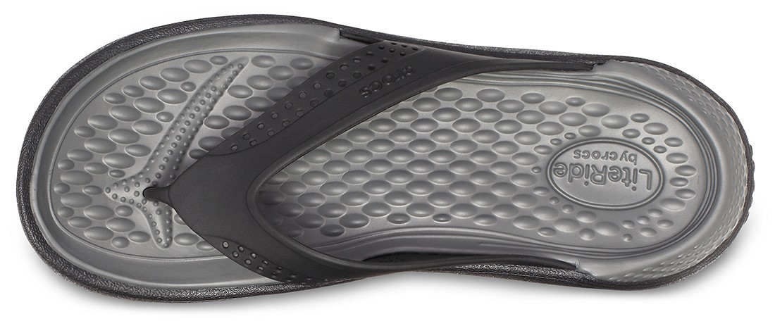 Slapi Crocs LiteRide Flip Negru - Black/Slate Grey - poza 3