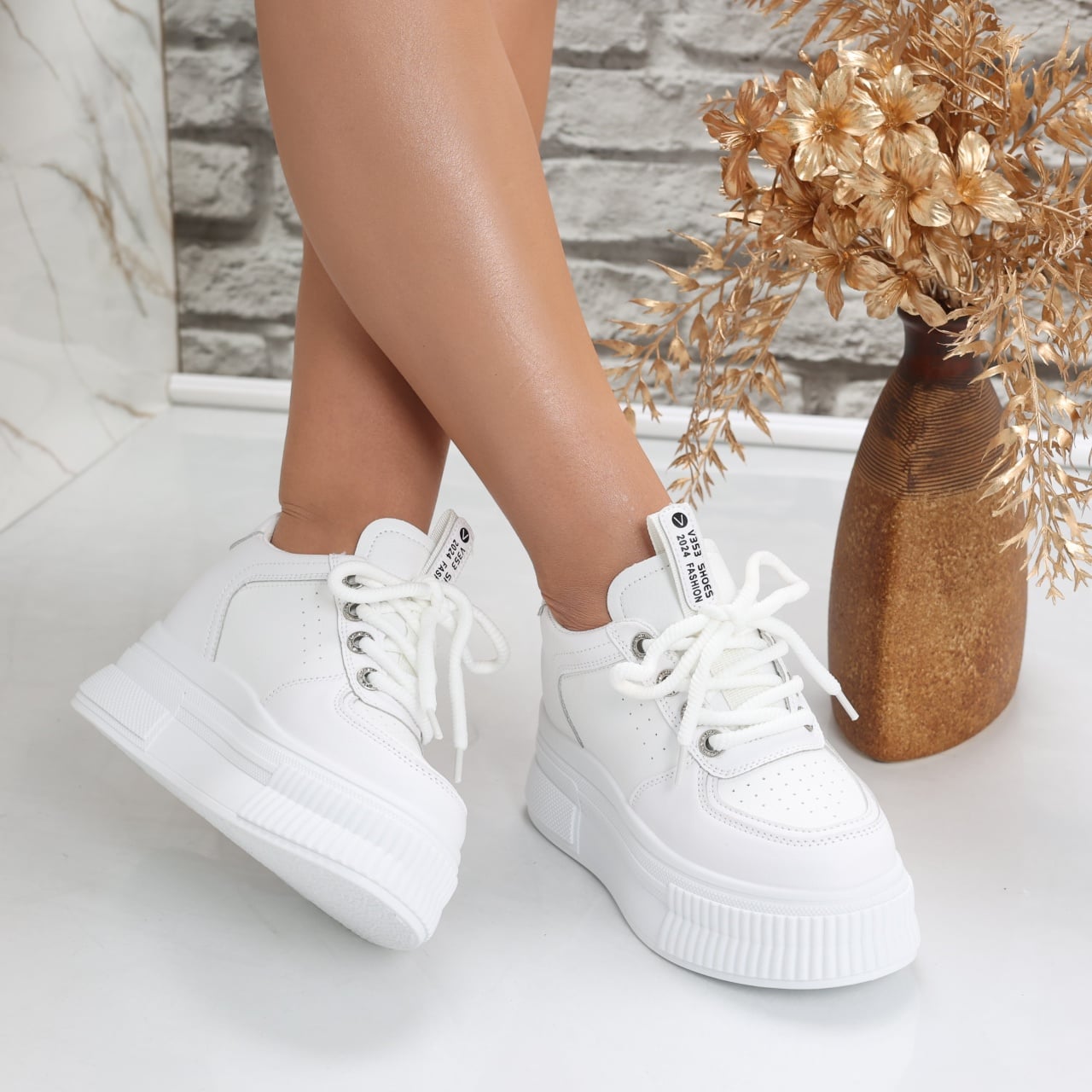 Sneakers dama cu platforma Albi din Piele Ecologica Laron - poza 4