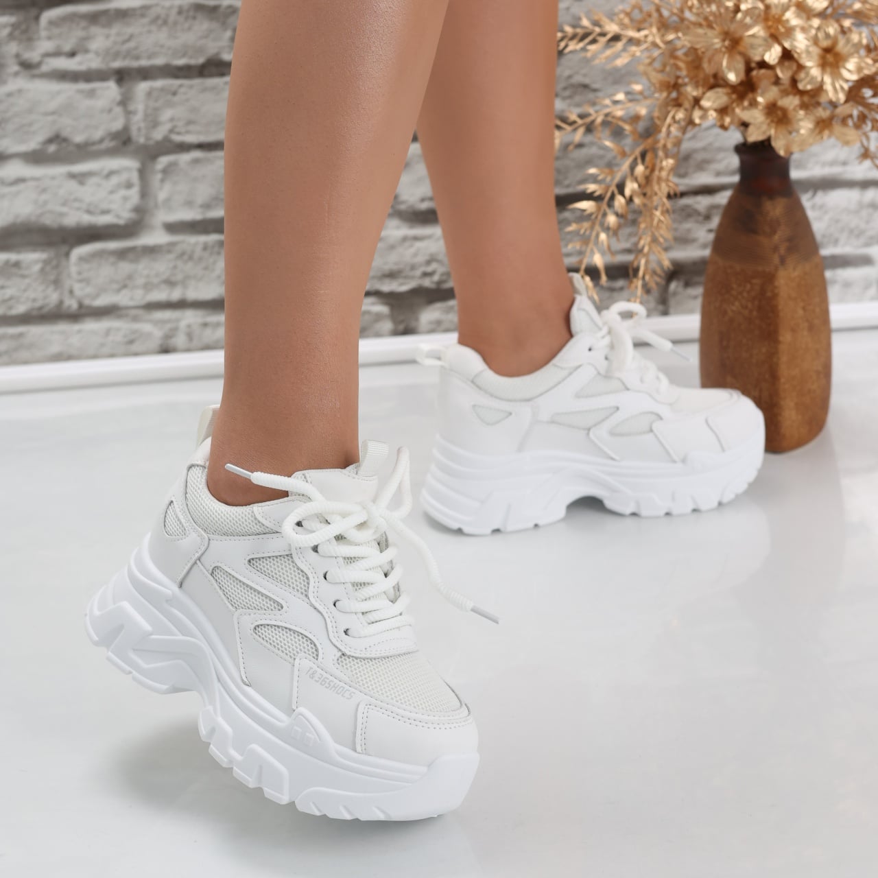 Sneakers dama cu platforma Albi din Piele Ecologica/Textil Norla - poza 5
