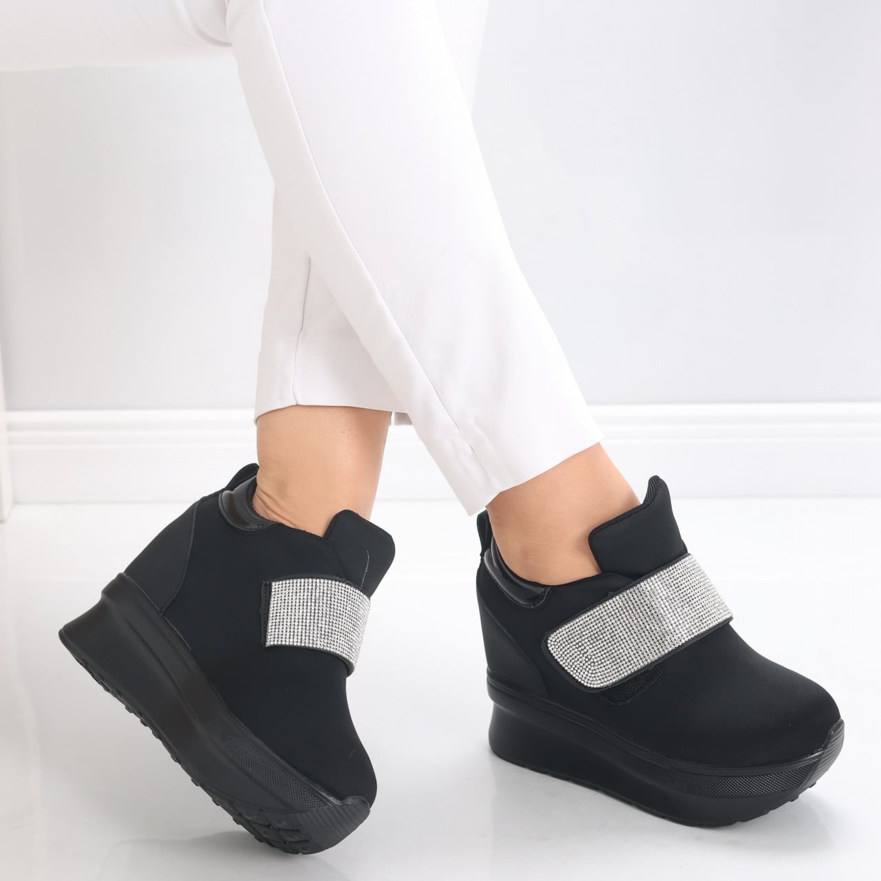 Sneakers dama cu platforma Negri din Textil Orea - poza 1