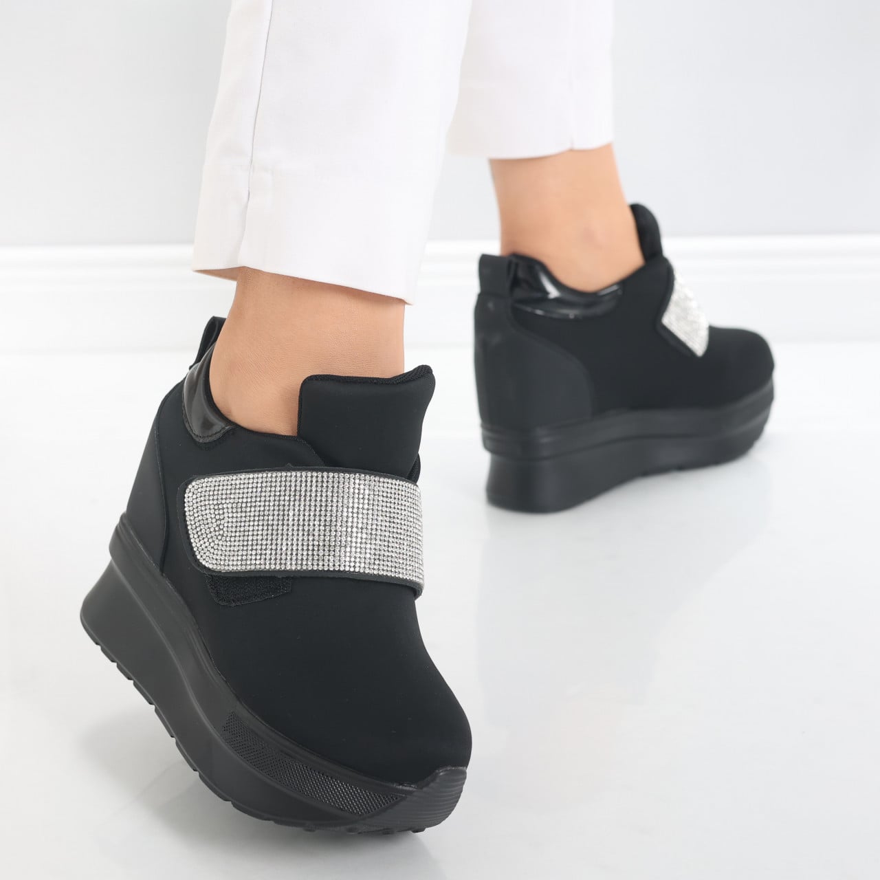 Sneakers dama cu platforma Negri din Textil Orea - poza 2