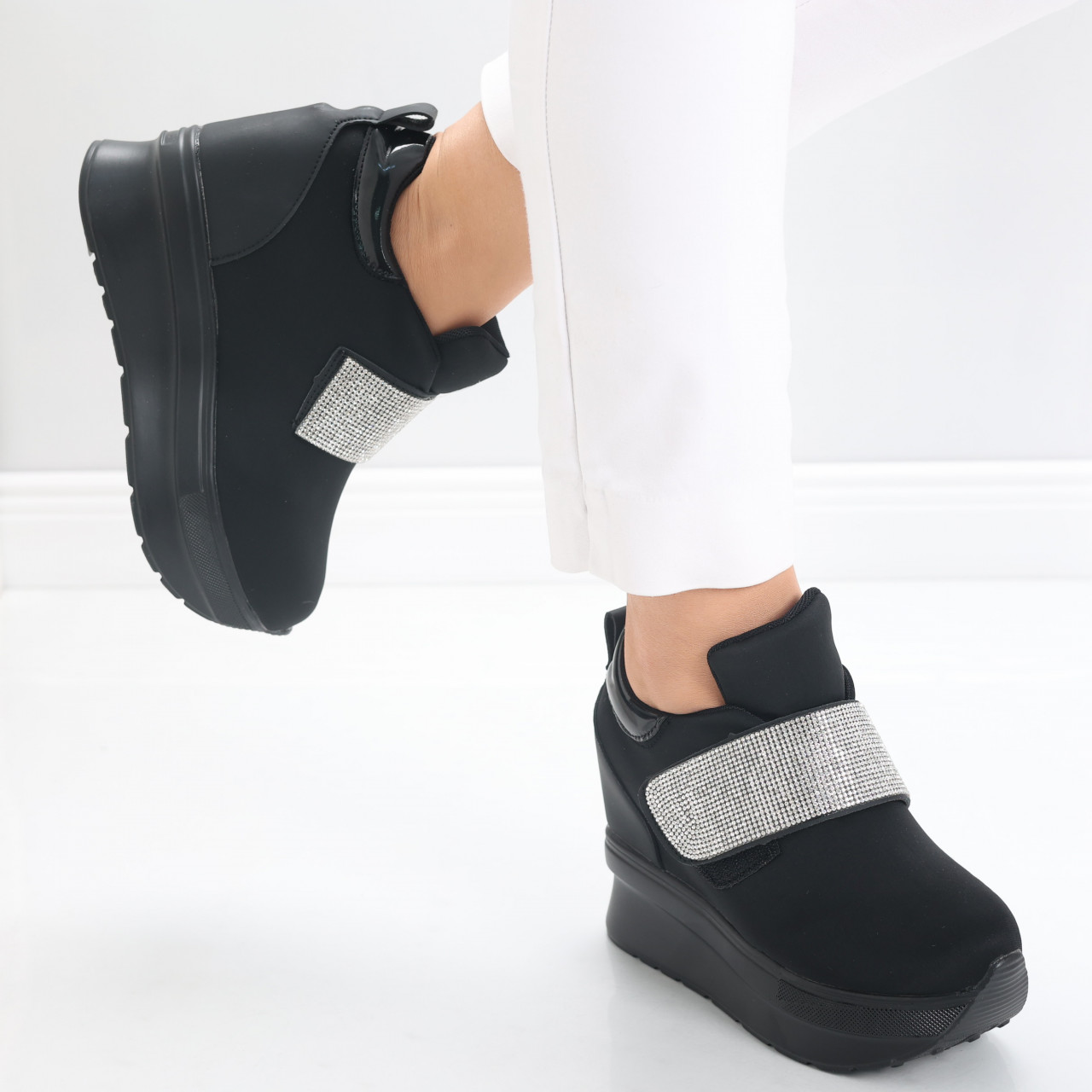 Sneakers dama cu platforma Negri din Textil Orea - poza 4