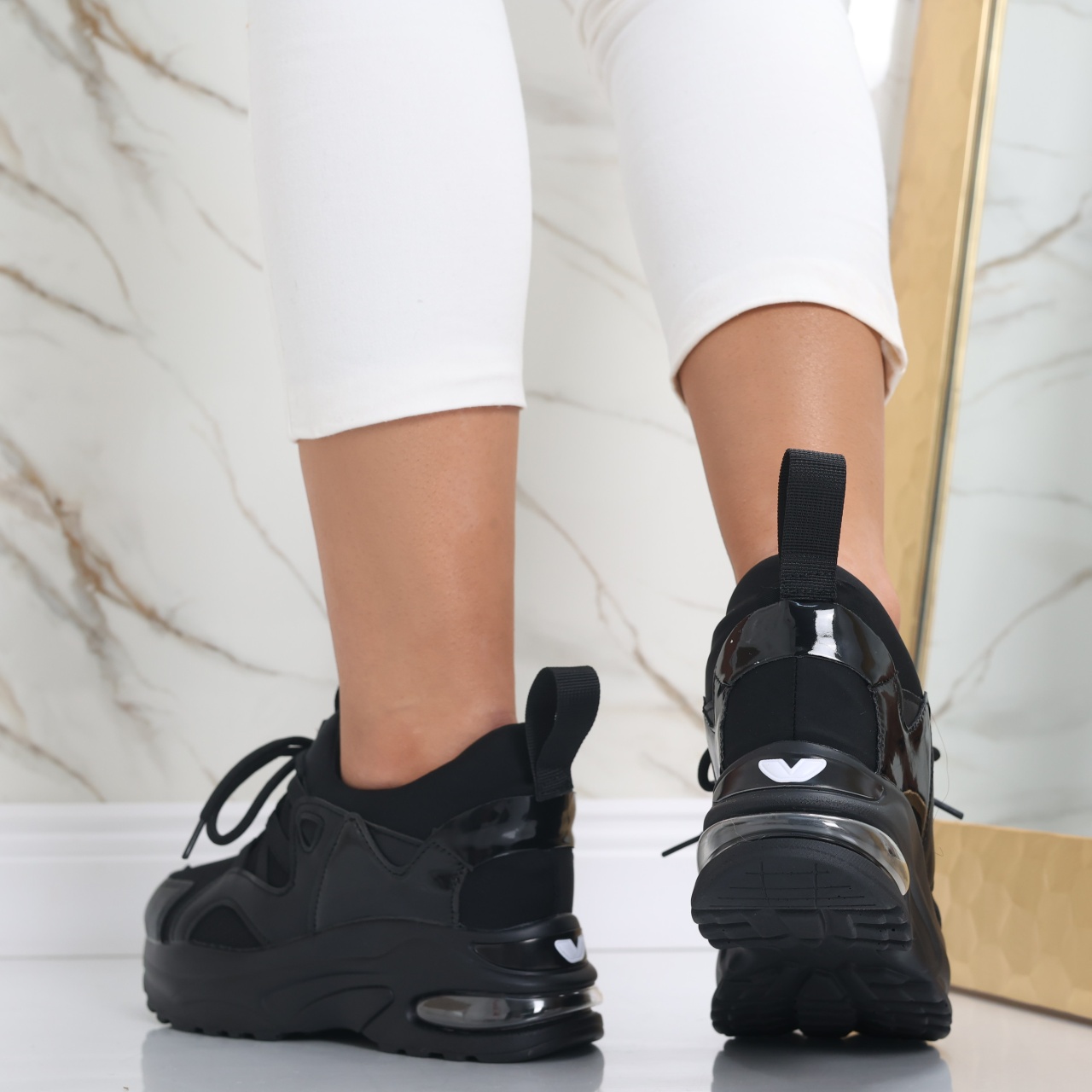 Sneakers dama cu Platforma Negri din Textil Sydrana - poza 5