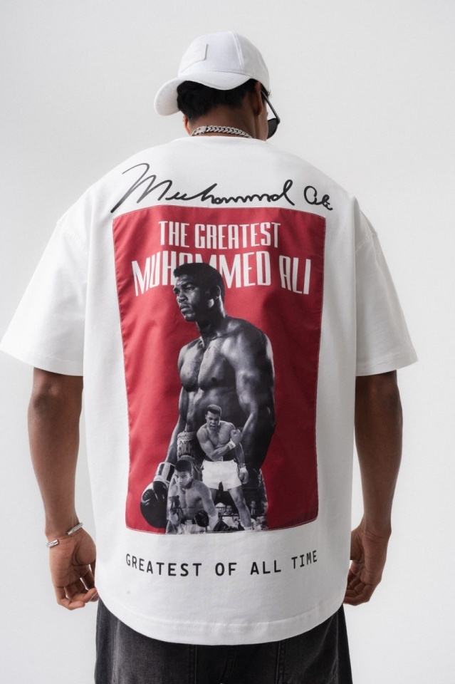 TRICOU OVERSIZE MUHAMMAD ALI THE GREATEST – WHITE TSES1(189) (MĂRIME: L)