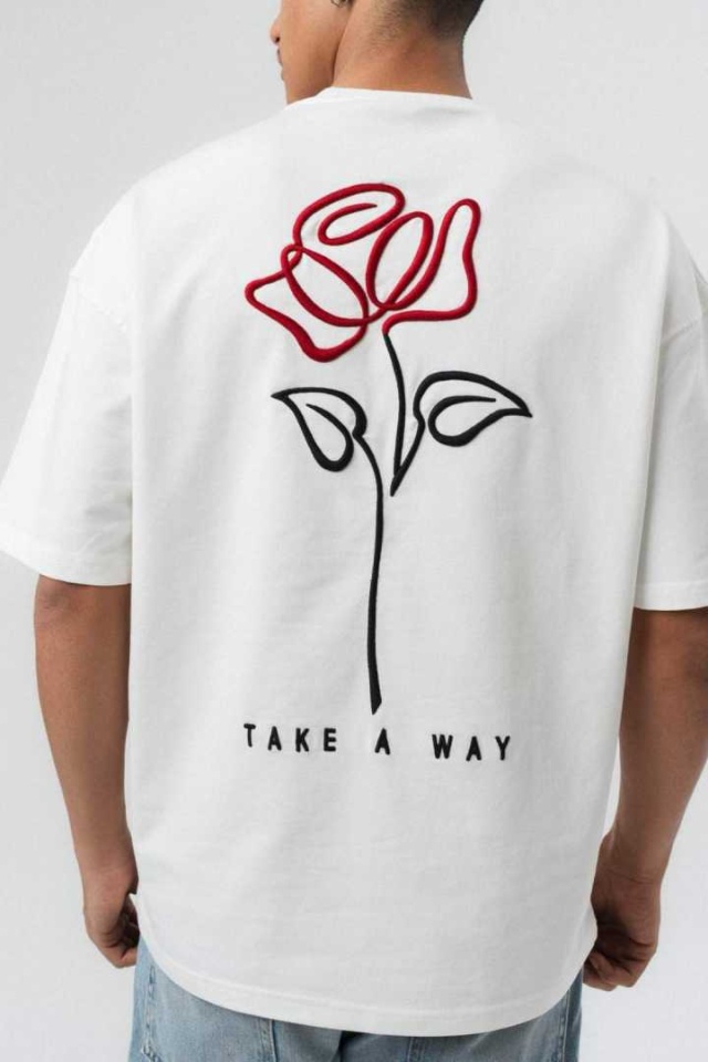 TRICOU OVERSIZE TAKE A WAY ROSE – WHITE TSES13(230) (MĂRIME: XL)