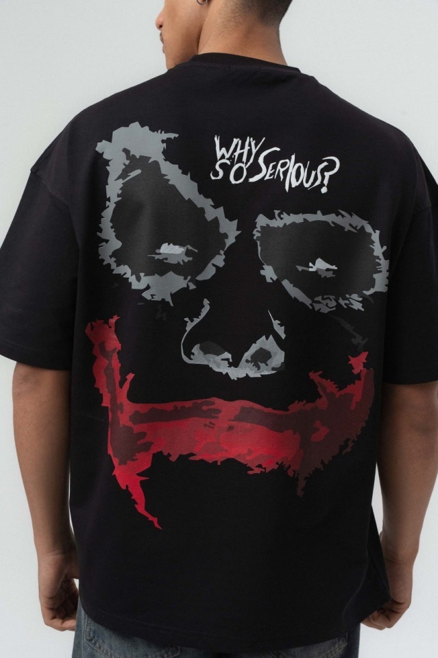 TRICOU OVERSIZE WHY SO SERIOUS – BLACK TSES12(251) (MĂRIME: M)